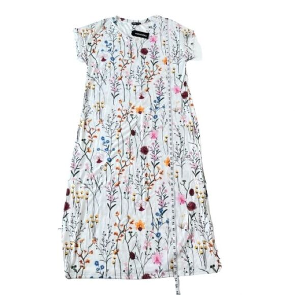 Noracora White Multicolored Floral V-Neck Cap Sleeve Casual Maxi Dress - Picture 15 of 15